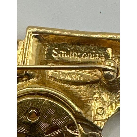 Smithsonian Gold-Tone Train & Christmas Stocking Brooch Pin Set - Picture 3 of 4